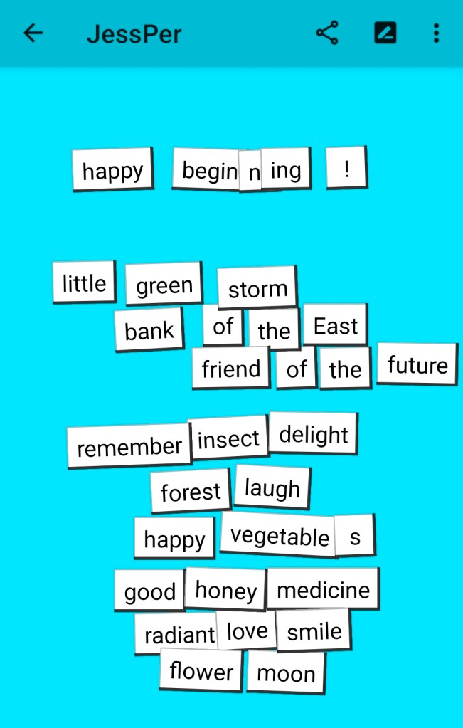 magnetic poetry visual of the text